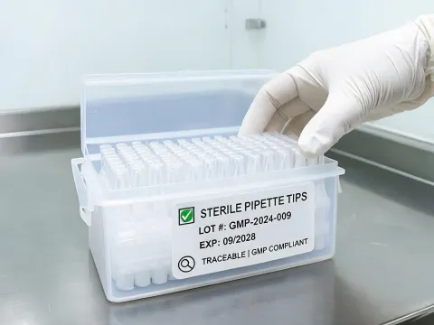 Sterile pipette tips in quality lab